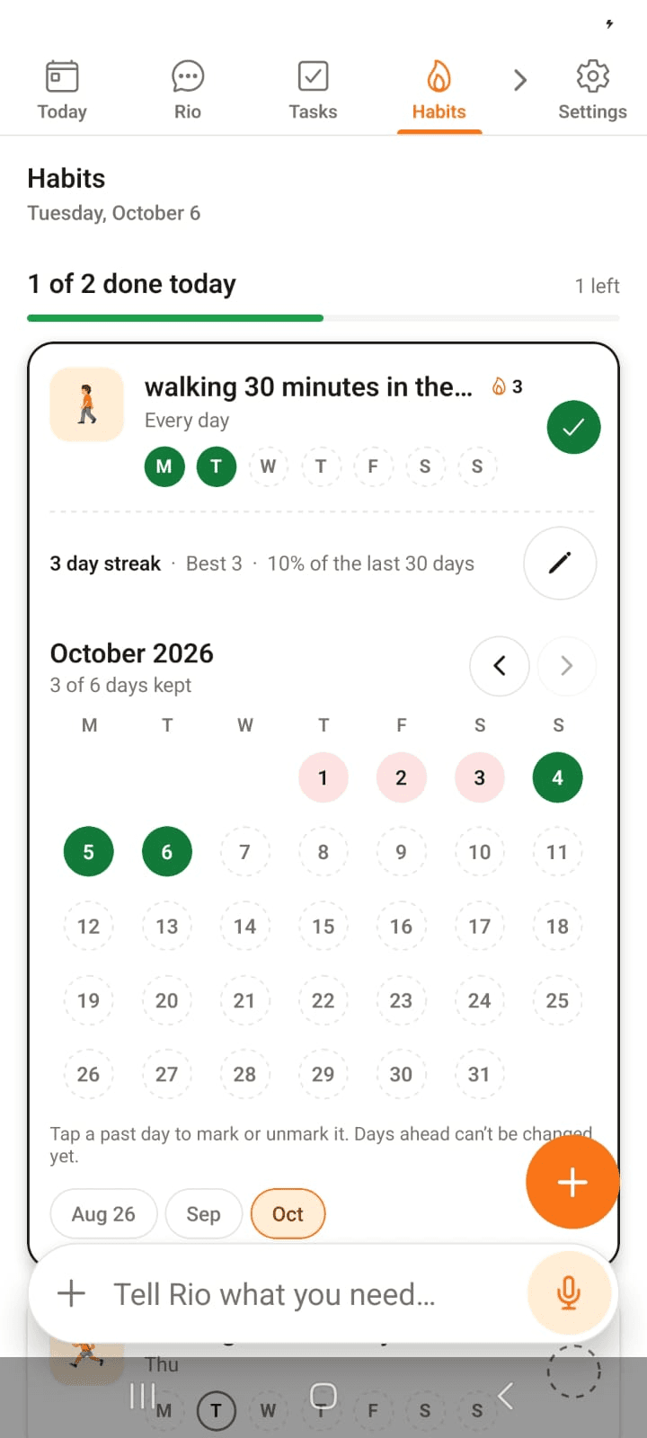 A habit's streak and month calendar