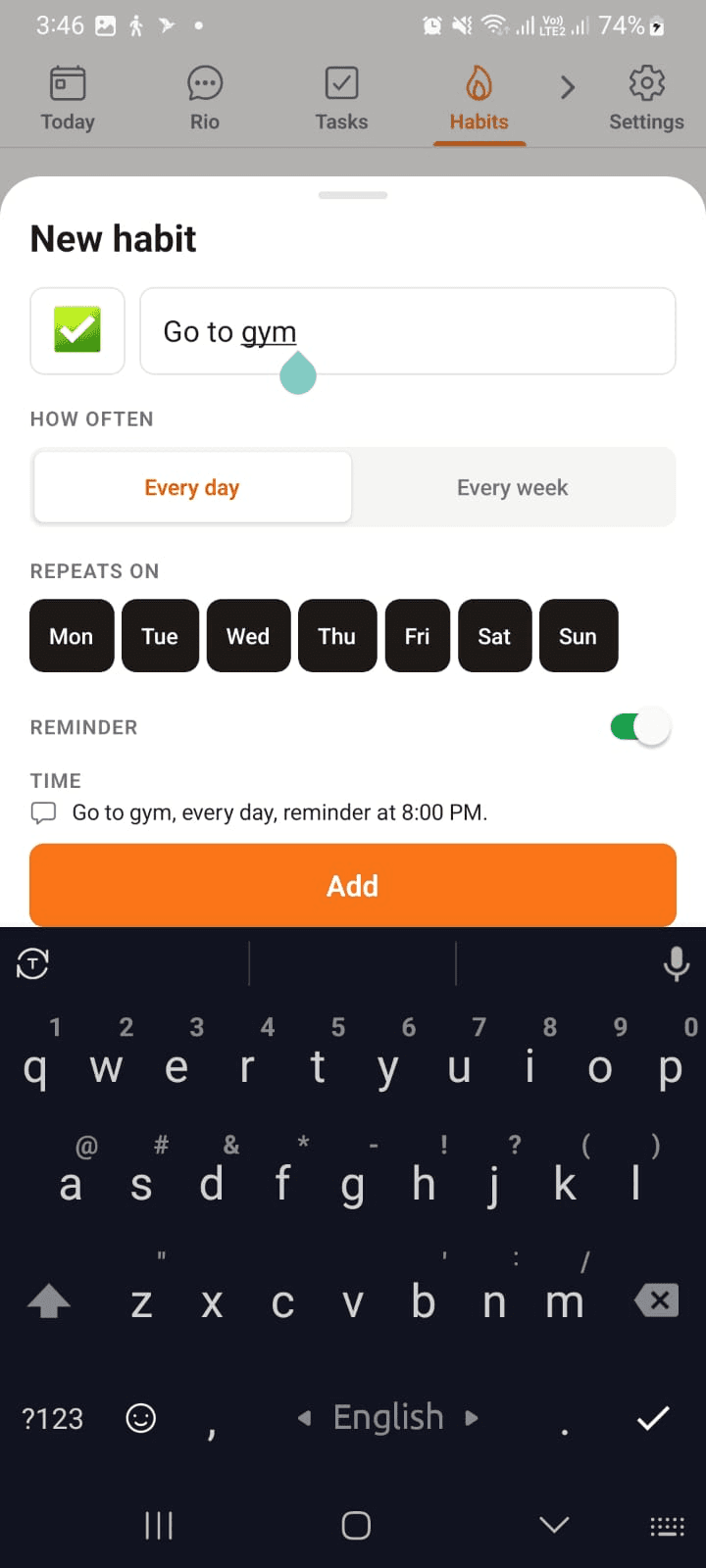 Creating a habit that repeats every day